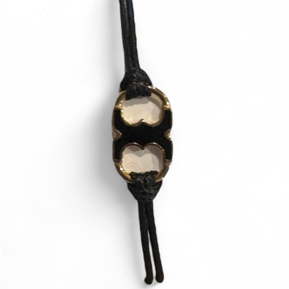 Tori Burch Black and Gold Bracelet with Adjustable Cord